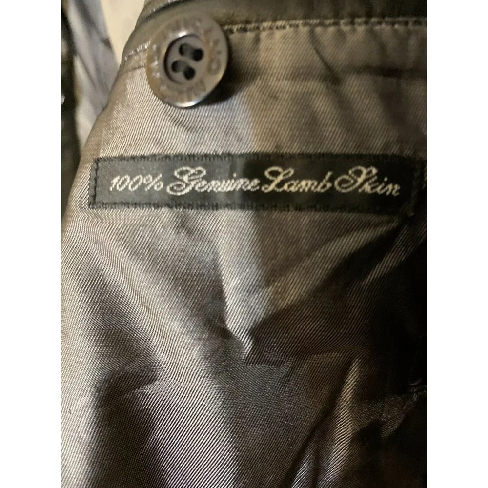 MURANO Men’s Sz XL‎ Black Leather Jacket Lamb Skin